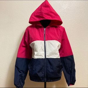 Windbreaker Raincoat Water Proof Red Blue White Double Layer